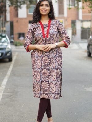 Kalamkari with Modern V neck - 2P03