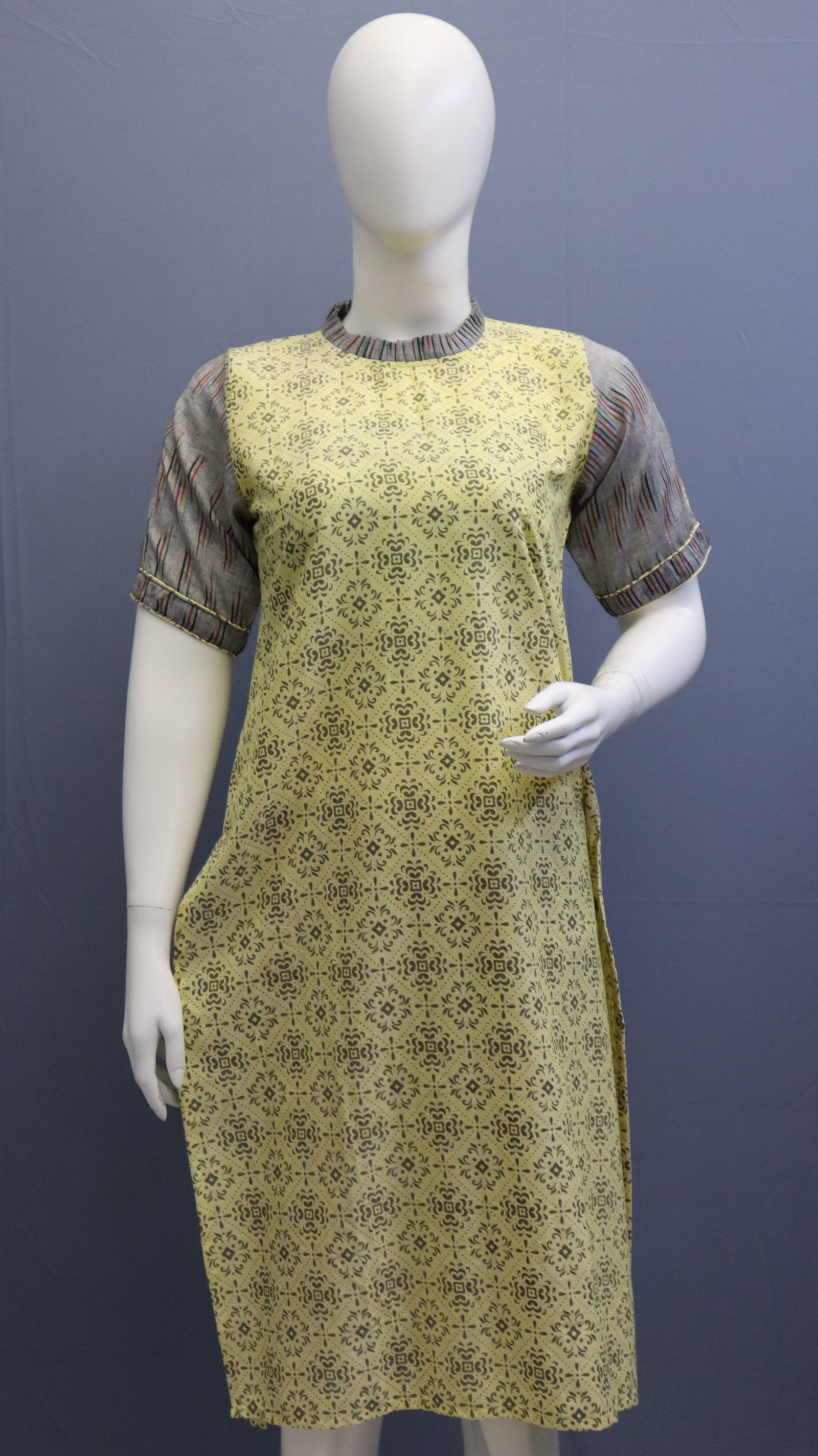 Yellow with gray Patch work sleeve - 2P10