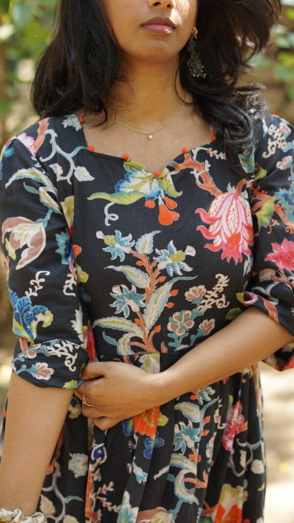 Black big flower print - 1P14