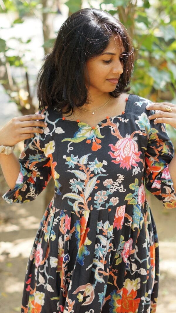 Black big flower print - 1P14