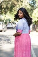 Blue with pink Jacquard Kurta - 1P21
