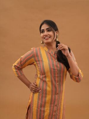 MUSTARD YELLOW WITH COLOUR STRIPE - A203