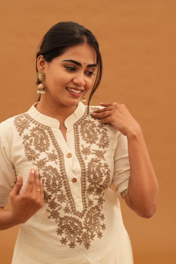 BEIGE EMBROIDERY SET-A219