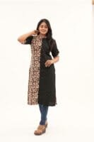 BLACK AND HANDPRINT KURTHI-A216