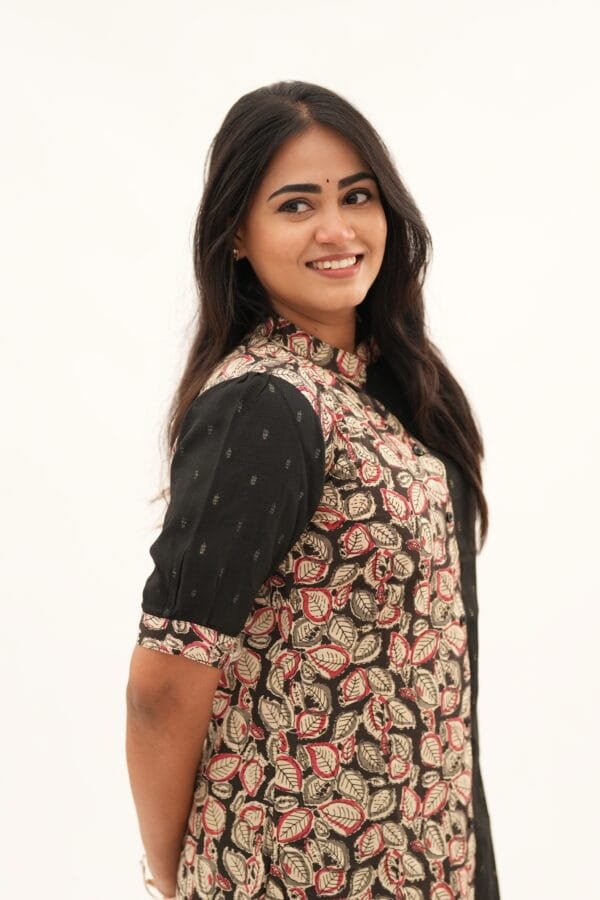 BLACK AND HANDPRINT KURTHI-A216
