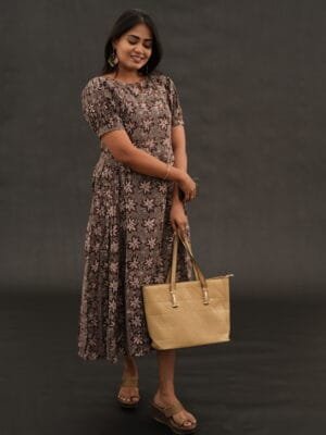 BROWN FLOWER ALINE KURTHI-A204