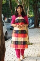 MULTICOLOUR CHECKS WITH RANI PINK-S308