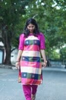 MULTICOLOUR CHECKS WITH RANI PINK-S308