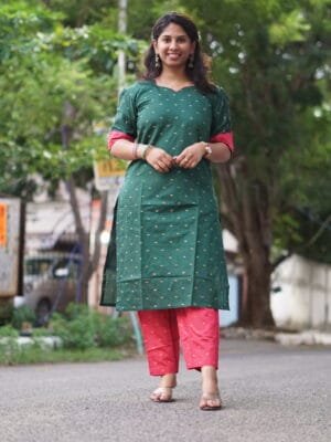 DARK GREEN WITH DARK PINK-S309
