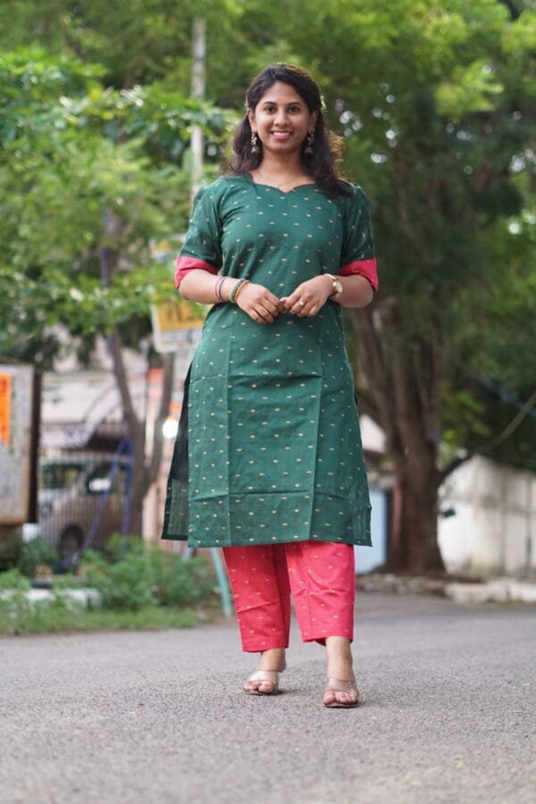 DARK GREEN WITH DARK PINK-S309