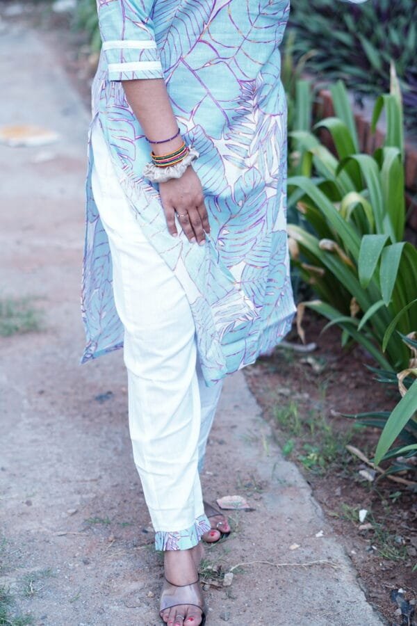 LIGHT BLUE WITH LEAF CO-ORD SET-S303