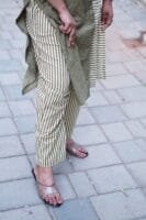 GREEN STRIPE HALF AND HALF CO-ORD SET-A217