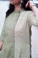 GREEN STRIPE HALF AND HALF CO-ORD SET-A217