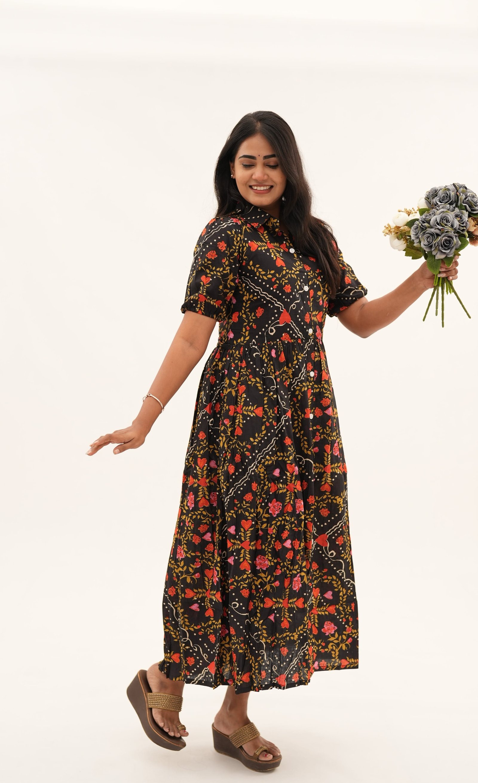 BLACK WITH RED UMBRELLA-A209