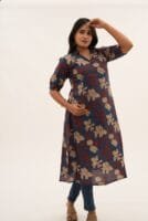 DARK BLUE WITH FLORAL - A206