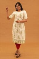BEIGE PRINT KURTI -A222