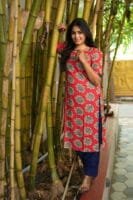 RED WITH BLUE PANT SET-W109