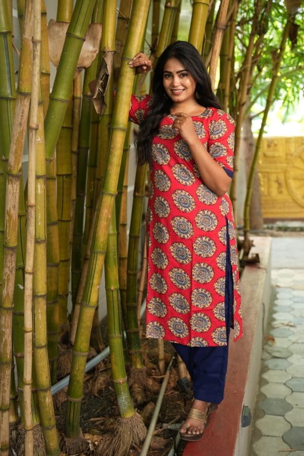 RED WITH BLUE PANT SET-W109