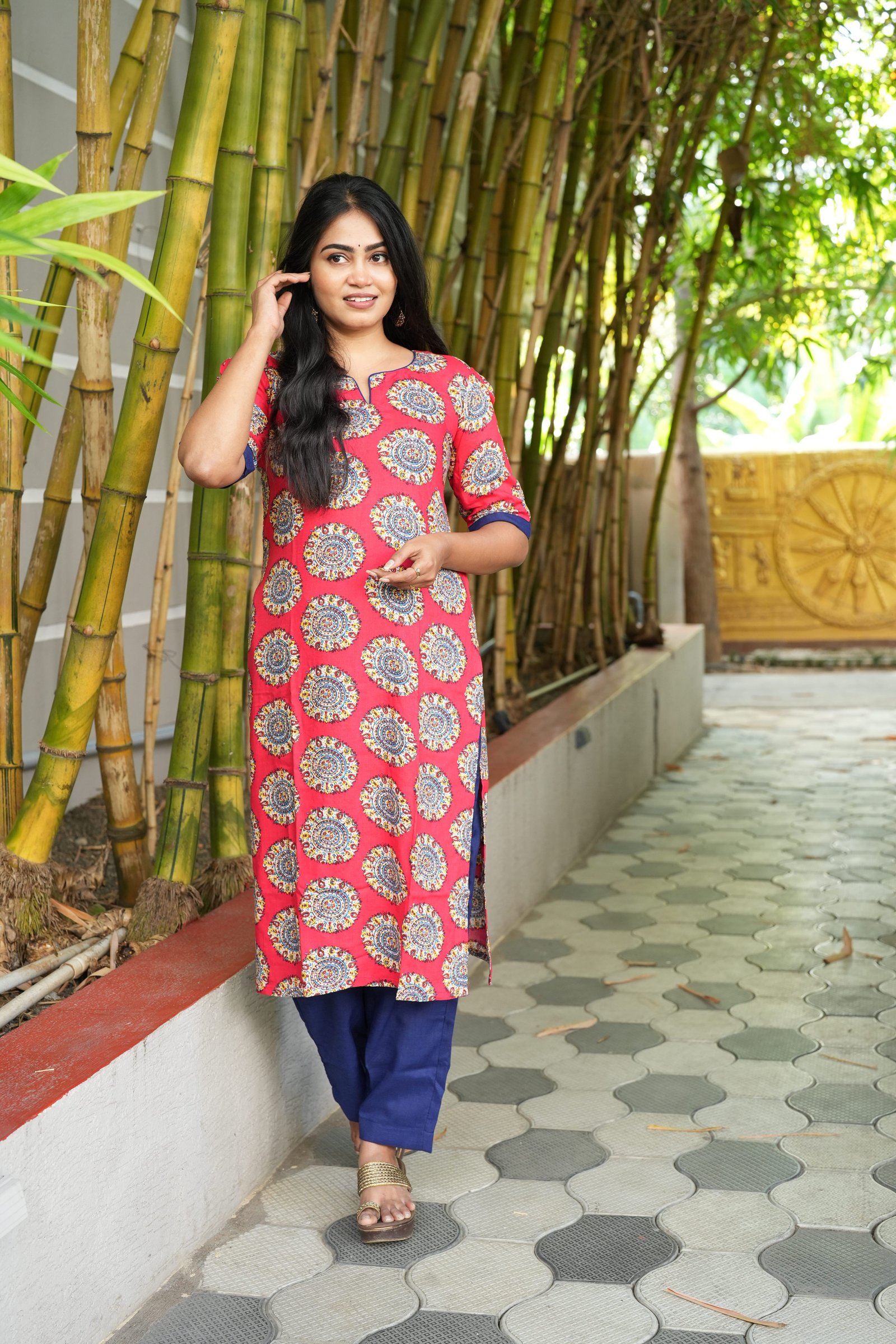 RED WITH BLUE PANT SET-W109