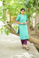RAMAR GREEN WITH PURPLE BUTTA SET-W113