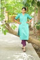 RAMAR GREEN WITH PURPLE BUTTA SET-W113