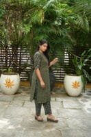 GREE WITH BLACK CHECKED SET-W106