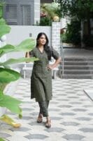 GREE WITH BLACK CHECKED SET-W106