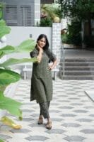 GREE WITH BLACK CHECKED SET-W106