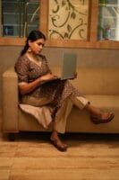 BROWN WITH MILD BEIGE AND YELLOW STRIPE COTTON-W105