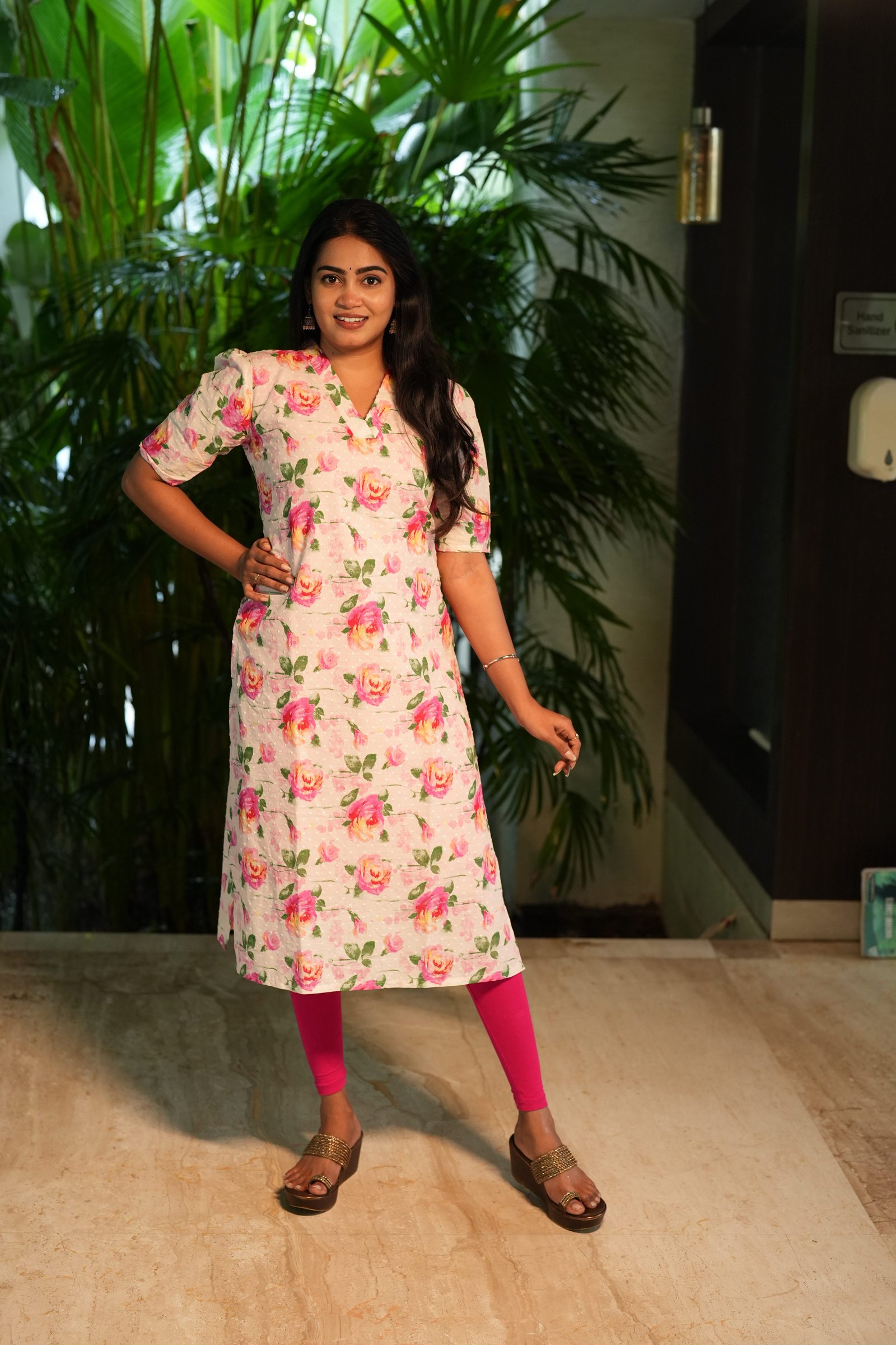 LIGHT PINK WITH FLOWER DESIGNED KURTI -DK01