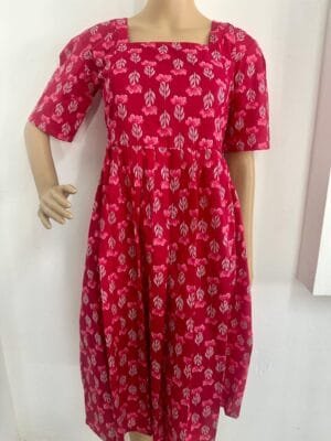 RED MATERNITY COTTON FROCK-M105