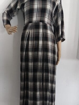 BLACK AND WHITE CHECKED LONG KURTI-5021