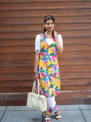 MULTI CLR TOP AND WHITE PANT-BST10ST