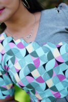 GRAY WITH MULTI CLR SCALLOP NECK PATTERN FROCK-F122