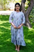 GRAY WITH BLACK PRINT FROCK-R102