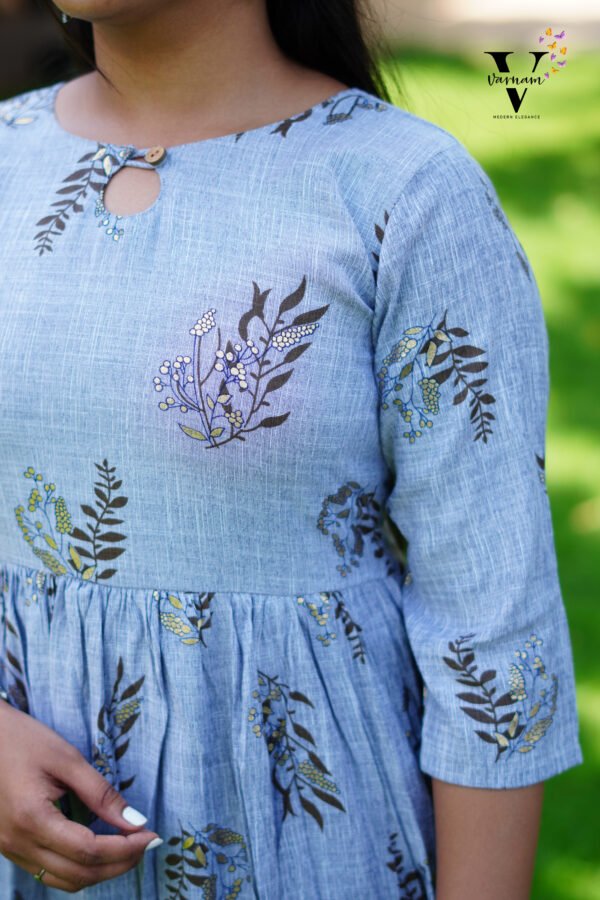 GRAY WITH BLACK PRINT FROCK-R102