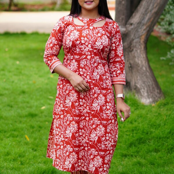 RED CLR AND DIFFERENT NECK CO ORD SET -BST06