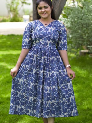 DARK BLUE MATERNITY FROCK-M135