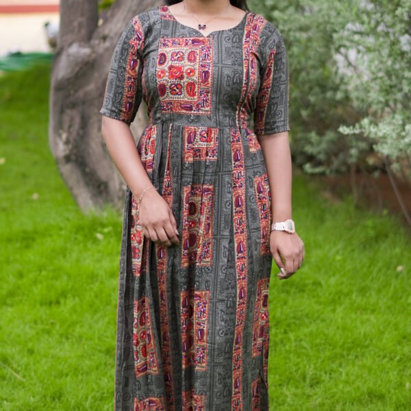 DARK GREEN MATERNITY FROCK-M123