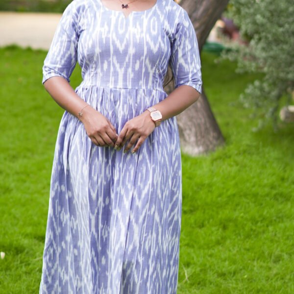 BLUE WITH WHITE MATERNITY FROCK-M125