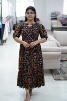 BLACK WITH YELLOW PRINT MATERNITY FROCK-M115