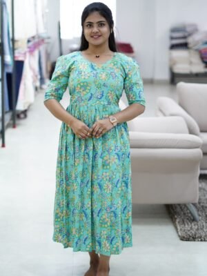 GREEN AND YELLOW FLORAL FROCKS-M119