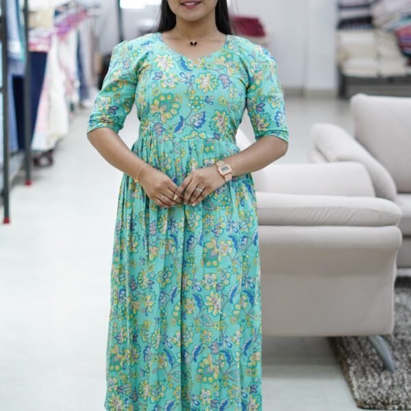 GREEN AND YELLOW FLORAL FROCKS-M119