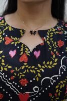 BLACK WITH YELLOW PRINT MATERNITY FROCK-M115