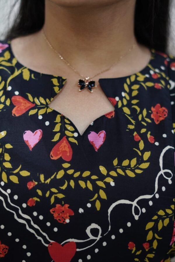 BLACK WITH YELLOW PRINT MATERNITY FROCK-M115