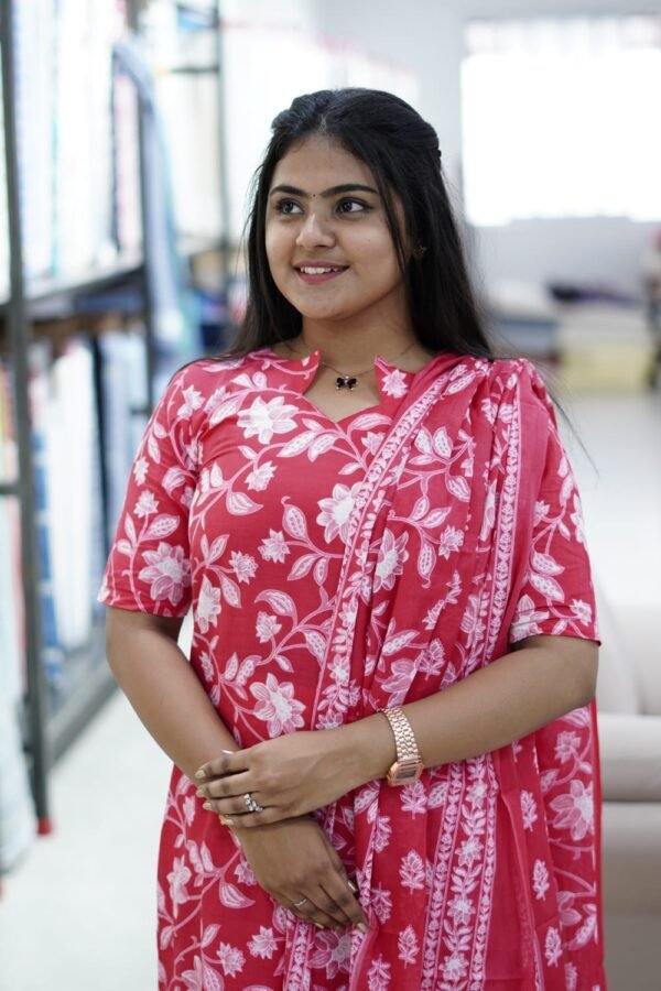 RED WITH WHITE FLORAL DESIGN-BST02