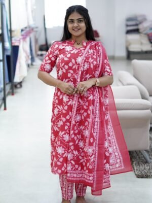 RED WITH WHITE FLORAL DESIGN-BST02