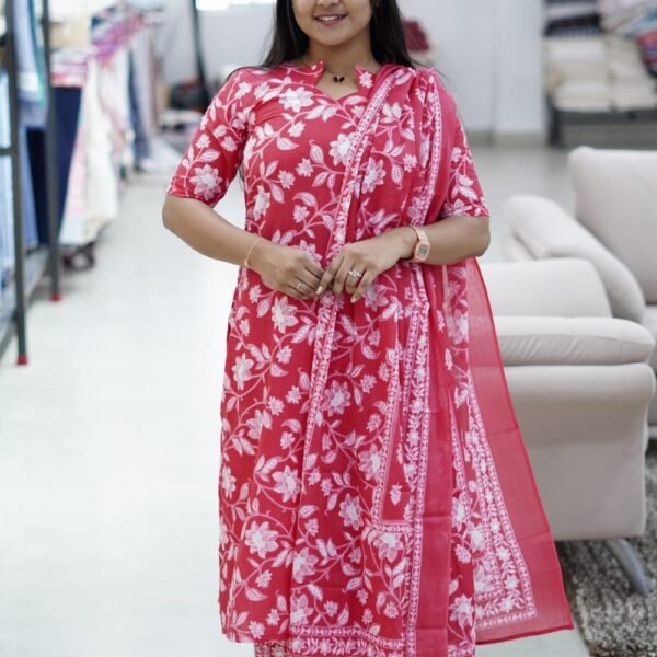 RED WITH WHITE FLORAL DESIGN-BST02