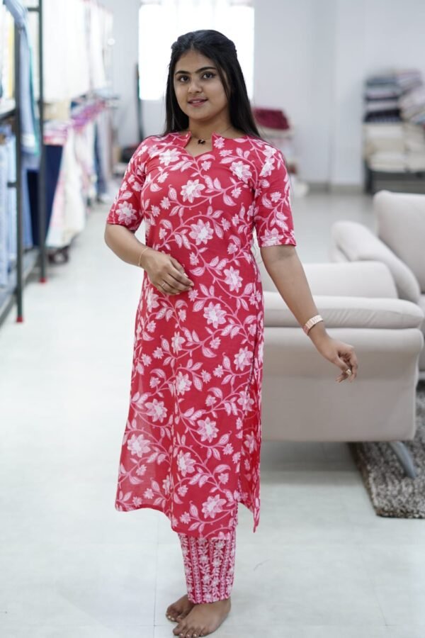 RED WITH WHITE FLORAL DESIGN-BST02