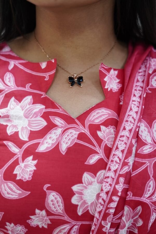 RED WITH WHITE FLORAL DESIGN-BST02